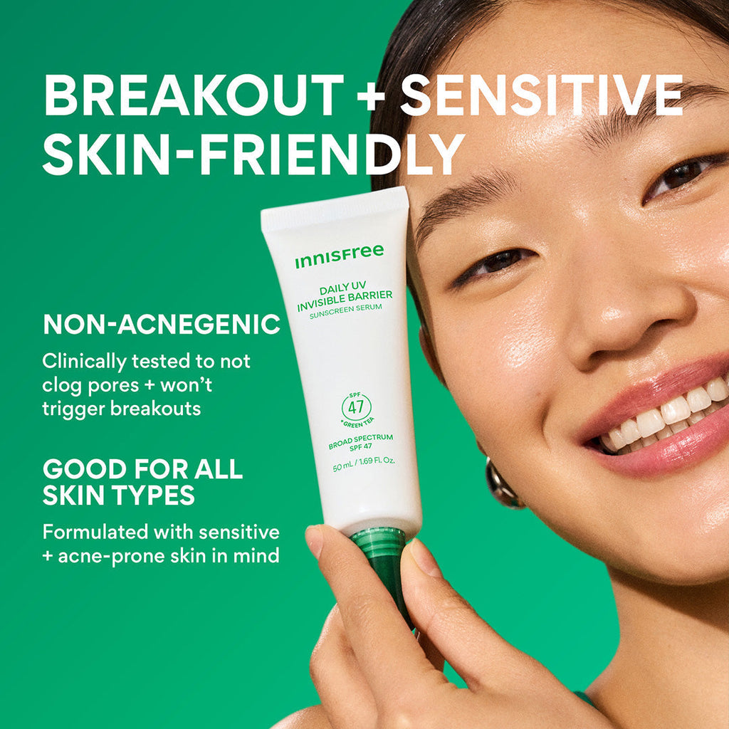 Daily UV Invisible Barrier Sunscreen Serum Broad Spectrum SPF 47 with Green Tea